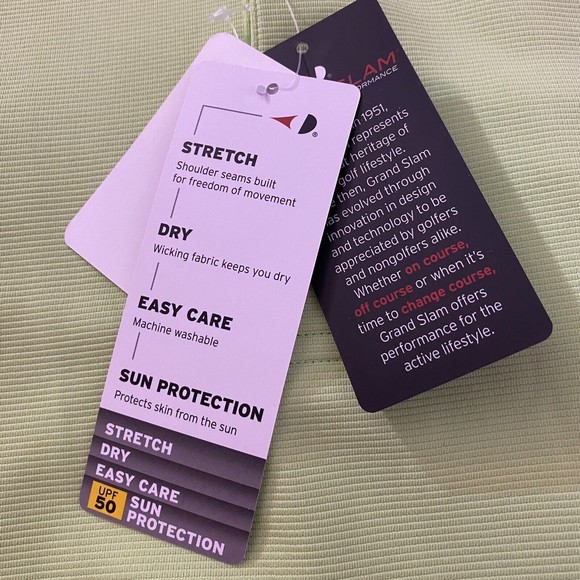 NWT Men’s Grand Slam Performance Off Course Golf Polo UPF 50 Neon Green Sz XL - Picture 11 of 16